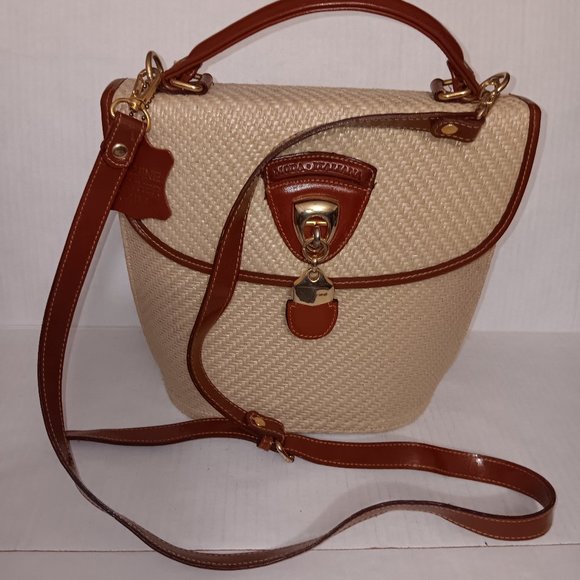 MODA ITALIANA Handbags - MODA ITALIANA LEATHER TRIM CROSSBODY BAG
